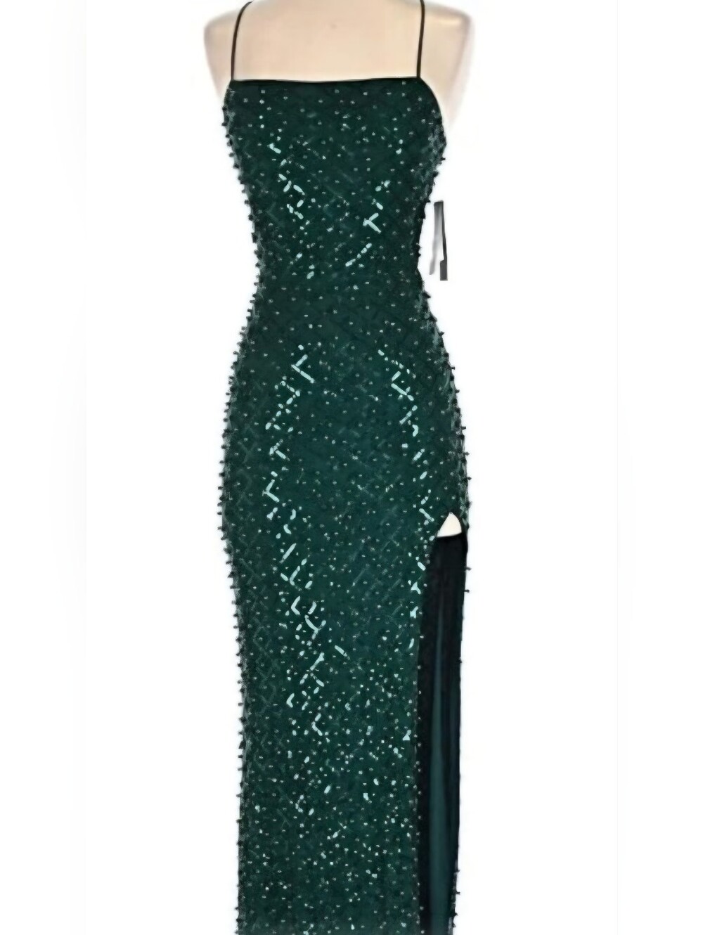 Beaded Teal Evening Slip Dress - Elegant Strappy Gown